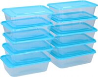 Diepvriesdozen 600 ml - Set van 10 stuks - BPA-vrij - Rechthoekig