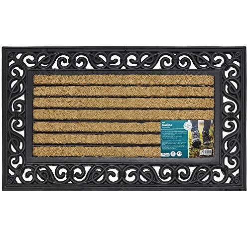 JVL Karina Halve Maan Deurmat - Rubber & Kokosbast - 45x75 cm