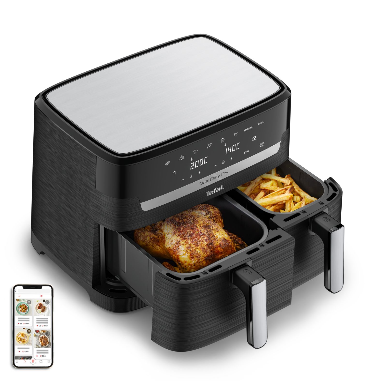 Tefal Dual Easy Fry & Grill EY9018 - 8.3L XXL Heteluchtfriteuse - Zwart