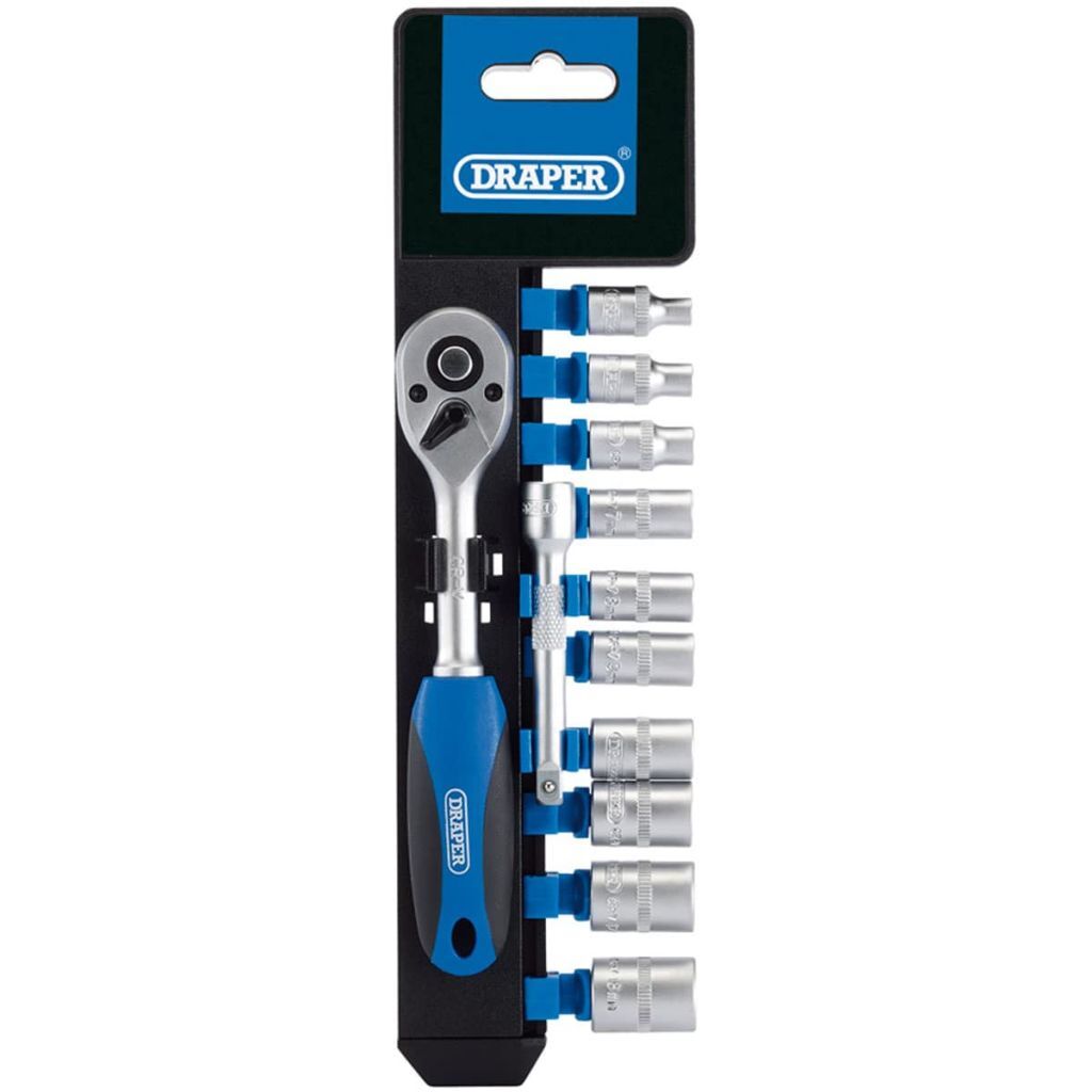 Draper Tools Metrische doppen en ratel set 1/4 12-delig 16369