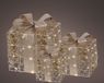Lumineo Ensemble de 3 cadeaux à LED dorés avec minuterie – lumière blanc chaud – pour intérieur