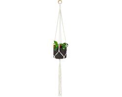 QUVIO Plant Hanger for Flower Pot - Macrame - White - 110cm