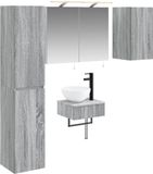 vidaXL Badkamermeubel Set 5 stuks Grijs Sonoma Bewerkt hout en glas