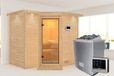 Karibu Sahib 2 Sauna avec toit ouvrant porte en verre clair poêle 9 kW commande externe
