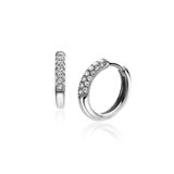 ZINZI zilveren oorringen 15 x 3mm witte zirconia's met luxe klapsluiting ZIO660