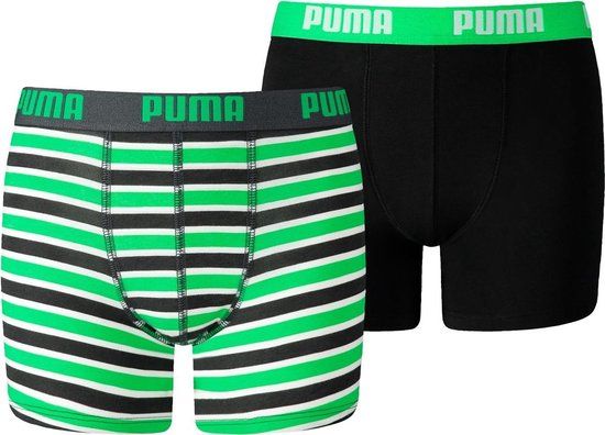 Puma Basic Boxer Printed Stripes 2P - Kinderondergoed - Groen - Maat 164