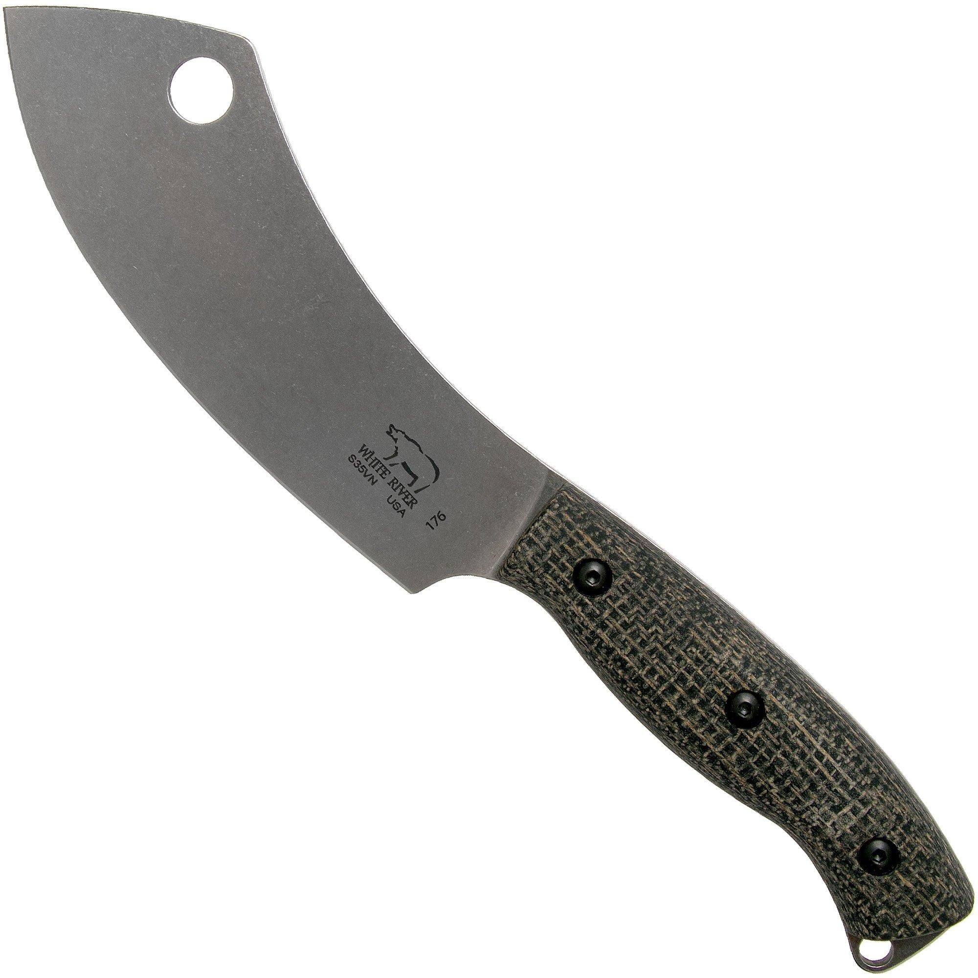 White River Knives Camp Cleaver Black Burlap Micarta kampeermes - 0712131451940