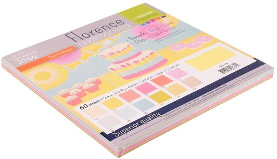 Vaessen Creative Cardstock - Paaskleuren - 30,5 x 30,5 cm - 60 vellen - Glad - 216 g