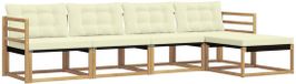 vidaXL - Salon de jardin - 5 places - Blanc et crème - Acacia bois