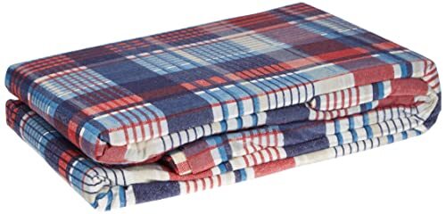 Luxury Home Linens Angus Beddengoedset voor tweepersoonsbedden, katoenflanel, dekbedovertrek en 2 kussenslopen, ruitpatroon, blauw - rood/wit/marineblauw