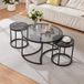 en.casa Salontafel set van 3 Kokkola rookglas marmer zwart en zwart