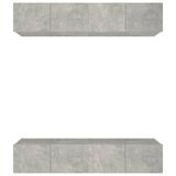Meuble TV 4 pièces 80x30x30 cm bois traité gris béton