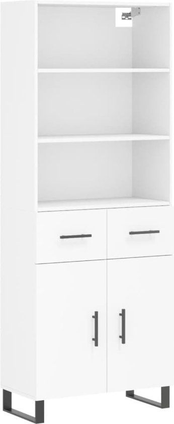 vidaXL Hoge kast 69,5x34x180 cm bewerkt hout wit