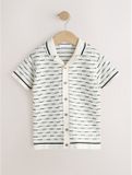 Next Jongens Gebreid Poloshirt met Textuur en Reverskraag - Wit