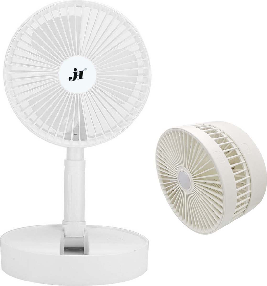 VERK GROUP Oplaadbare Ventilator Met Led Lamp - Opvouwbaar en draagbaar - USB ventilator - 8 Leds - Vermorgen 5W - 3600mA - Meerdere instel mogelijkheden