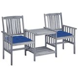 vidaXL Tuinstoelen met theetafeltje en kussens, massief acaciahout