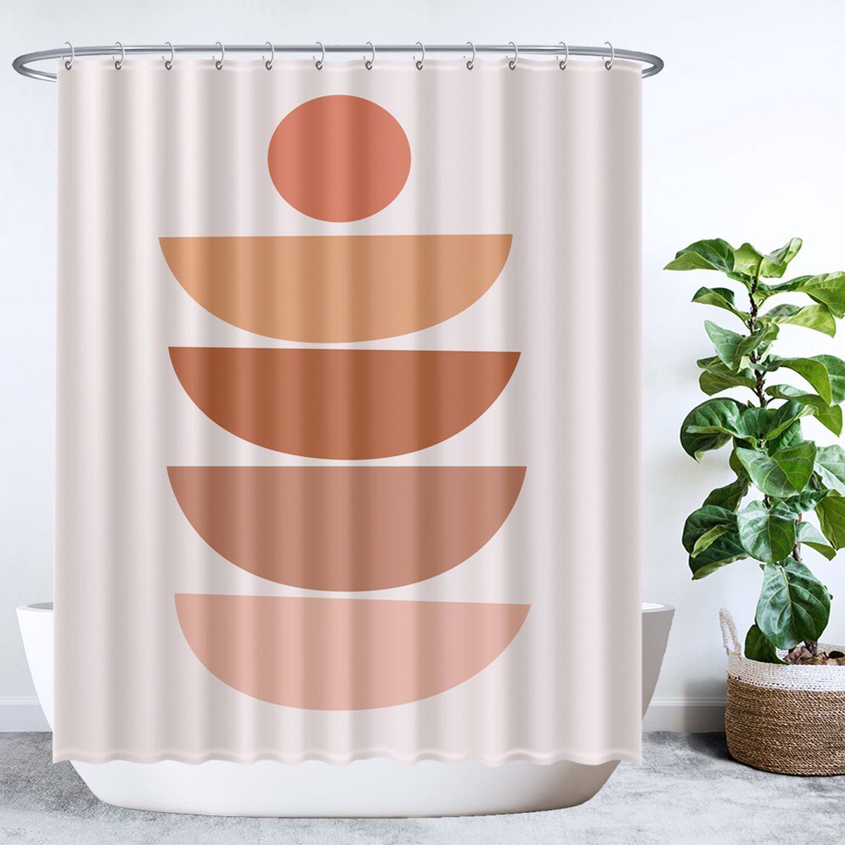 Ulticool Douchegordijn - Halve Maan Evenwicht Abstract Aesthetic - 180 x 200 cm - met 12 ringen