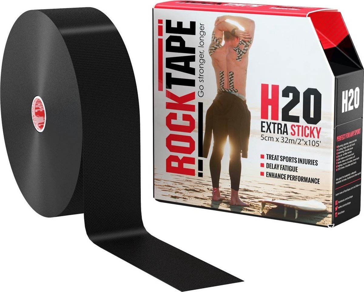 Rocktape H20 Kinesiotape - Sporttape - 5 cm x 32 m - Zwart