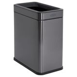 Rubbermaid Roestvrijstalen afvalbak, 2,6 gallon, houtskool, prullenbak past onder bureau voor thuis/kantoor/badkamer