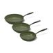 Cook and Pan Cook & Pan - Dark Olive Koekenpannenset 3-delig + 3 glazen deksels - PFAS vrij - Inductie Keramisch - Non stick - 7 jaar garantie - Dark Olive
