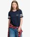 Superdry & Co Varsity Script Stripe T-shirt Relaxed Fit Blauw Maat: 40