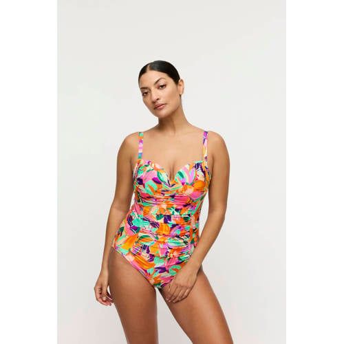 PrimaDonna corrigerend halter badpak Varadeo rood/oranje/turquoise