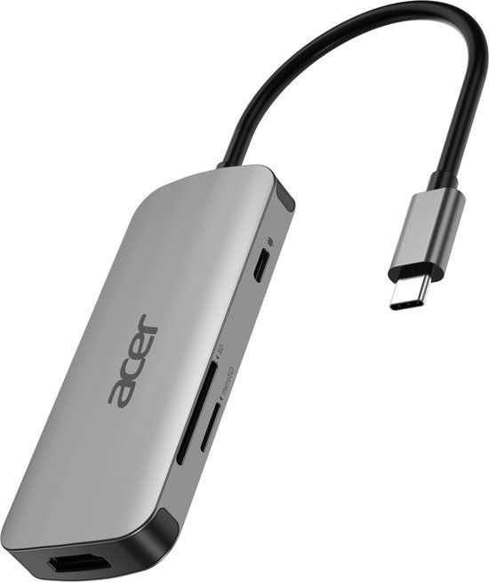 Acer 7-in-1 – Docking Station – Laptop – USB-C – 4K HDMI – Plug & Play - Zilver