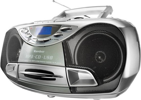 Kärcher CD-radio RR 510N - Boombox met cd-speler, FM-radio, cassettespeler, MP3-speler via CD of USB, zilver