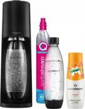 SODASTREAM Terra, machine à gazéifier noire + cartouche de CO2, 2 bouteilles Fuse 1L, sirop Mirinda, noir