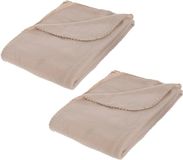 Atmosphera Polar Fleece deken of plaid - 2x - beige - 125 x 150 cm - polyester
