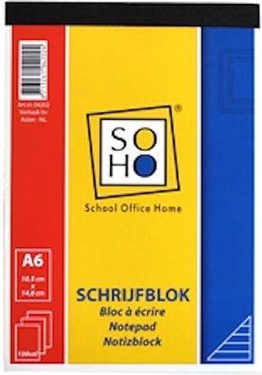 SOHO schrijfblok lijnen A6 papier/karton