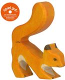 Holztiger Bosdieren - Eekhoorn Oranje - 6X2X7Cm - Houten Figuur - Handgemaakt