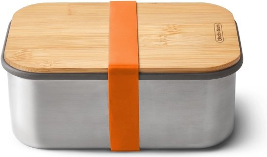 Black & Blum Black + Blum On the Go stainless steel sandwich box - wood lid 1.25L orange