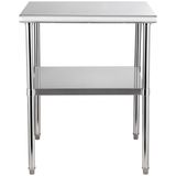 Latios RVS Werktafel - Roestvrijstalen Horeca Voorbereidingstafel - Afmetingen 76,2 x 76,2 x 91,4 cm - Met Onderplank - Draagvermogen 226 + 136 kg - Geschikt Als Snijtafel - Zilver