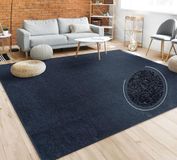 Paco Home Vloerkleed Woonkamer Effen Eenvoudig En Modern Laagpolig, Marineblauw, 80x150 cm