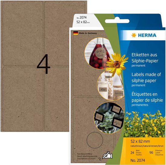 Herma Multipurpose-etiketten, 52 x 82 mm, silphie-papier, permanent, om met de hand te beschrijven