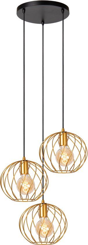 Lucide DANZA - Hanglamp - Ø 50 cm - 3xE27 - Mat Goud / Messing