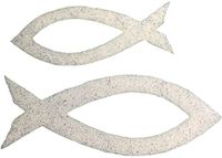 Petra's Knutsel-News strooidecoratie 50-delige visset met hals, 2 verschillende maten, glittervilt, eenzijdig glitter, fliz, wit, 18 x 12 x 5 cm