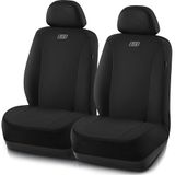 Skechers Autostoelhoezen van hoogwaardig ademend polyester, compatibel met airbags, comfortabel voor de meeste auto's, bestelwagens, vrachtwagens, SUV's (twee voorzijde, zwart)