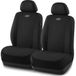 Skechers Autostoelhoezen van hoogwaardig ademend polyester, compatibel met airbags, comfortabel voor de meeste auto's, bestelwagens, vrachtwagens, SUV's (twee voorzijde, zwart)