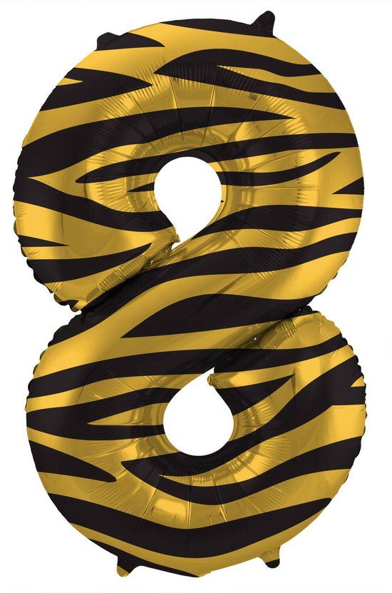 Folat Folieballon Cijfer 8 Tiger Chic - 86 cm