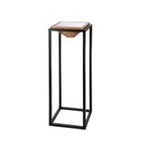 GILDE Decoratieve zuil Moorea van metaal - vierkant - bruin/zwart - hoogte 91cm x breedte 30cm - zuil