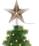 Lumineo Kerstboom piek/topper - ster - lichtgevend - warm wit - kunststof - 22 cm