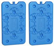 Gerimport Koelelementen plat - 2x - 400 ml - 14 x 24 cm - blauw - kunststof