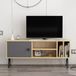 Hanah Home Stijlvolle tv-unit, eiken en antraciet, 120 x 25 x 51,6 cm, 100% melamine gecoat particle board, 18 mm dik, wandbevestiging met meerdere planken