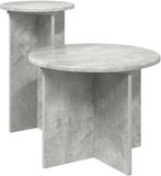 vidaXL Bijzettafelset - 2 stuks - Betongrijs - Bewerkt hout
