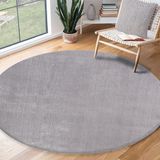 the carpet RELAX – Extra Zacht & Wasbaar Vloerkleed tot 30°C met Antislip Onderzijde – Fluweelachtige Structuur – Voor Slaapkamer of Woonkamer – Grijs, rond 120 cm