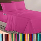 Elegant Comfort Luxe 1500 premium hotelkwaliteit microvezel 4-delige lakenset, 45-61 cm diep - extra diepe zakken - Ultrazachte 4-delige diepe zaklakens, Queen, felroze