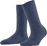 FALKE Brick Wall eenkleurig alpaca wol sokken dames blauw - maat 39-42