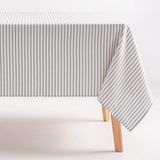 GAMUSI - Vlekbestendig Tafelkleed Katoen Polyester Streeppatroon Arenza - 160 x 180 cm - Lichtgrijs